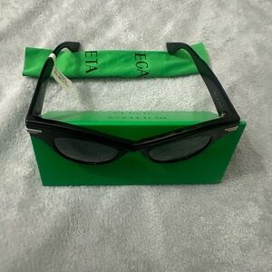 Bottega Veneta Black Rectangular Sunglasses